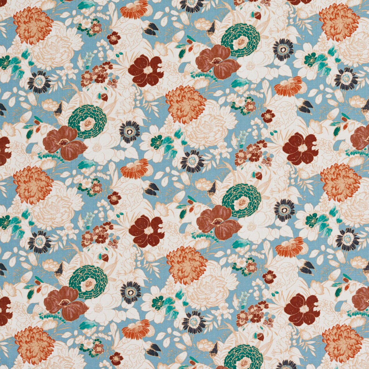 Upholstery Fabric - Aqua & Teal Floral Upholstery Fabric 54 Inches"